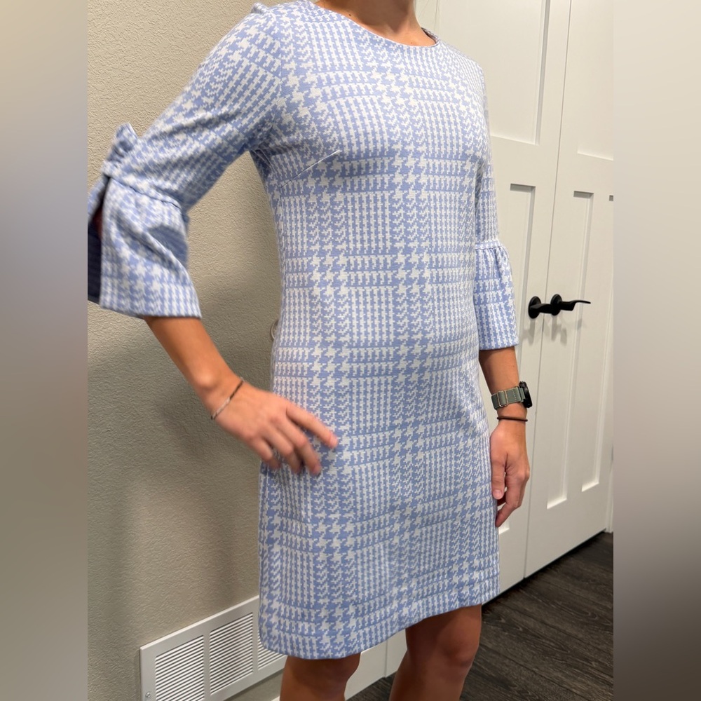 Tyler Boe Light Blue Houndstooth Shift Dress